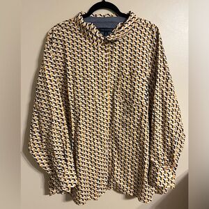 Tommy Hilfiger Long Sleeved Button Down Men’s Shirt Yellow Navy White 3XL